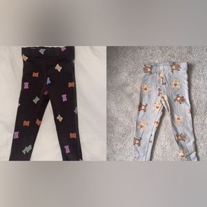 Zara gummy and teddy bear  girl leggings 18-24 and 2-3t